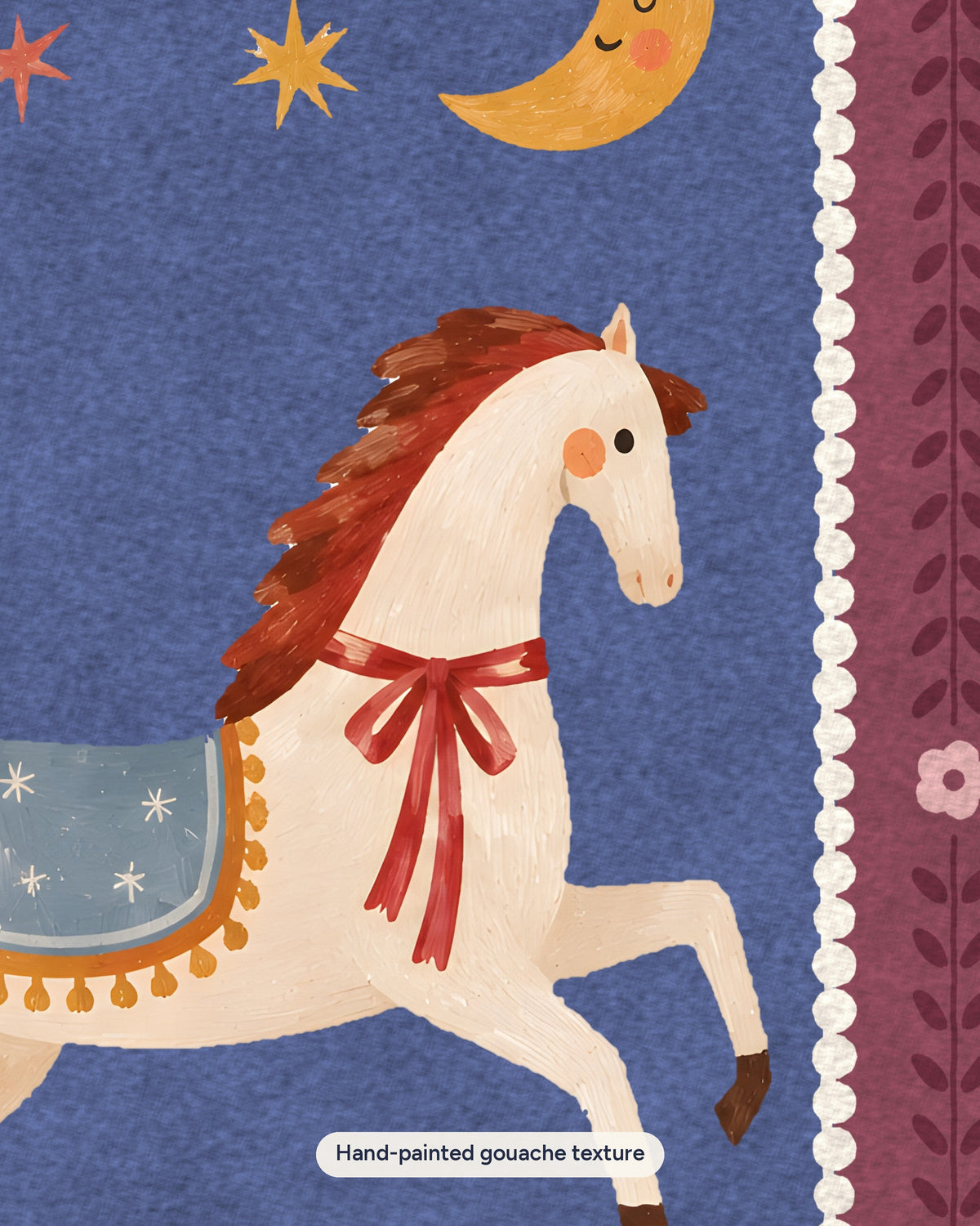 Circus Horse Nursery Print, Carousel Horse Wall Art, Vintage Circus Kids Room Decor, Whimsical Illustrated Animal Poster, Printable Download