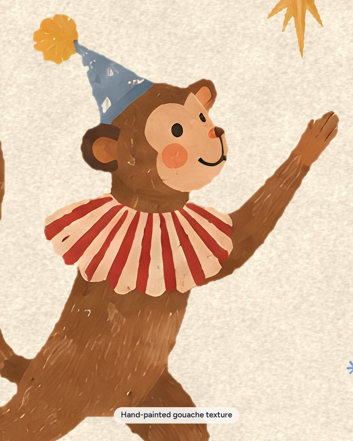 Monkey Nursery Print, Circus Monkey Wall Art, Vintage Circus Kids Room Decor, Party Hat Painted Animal Poster, Printable Download
