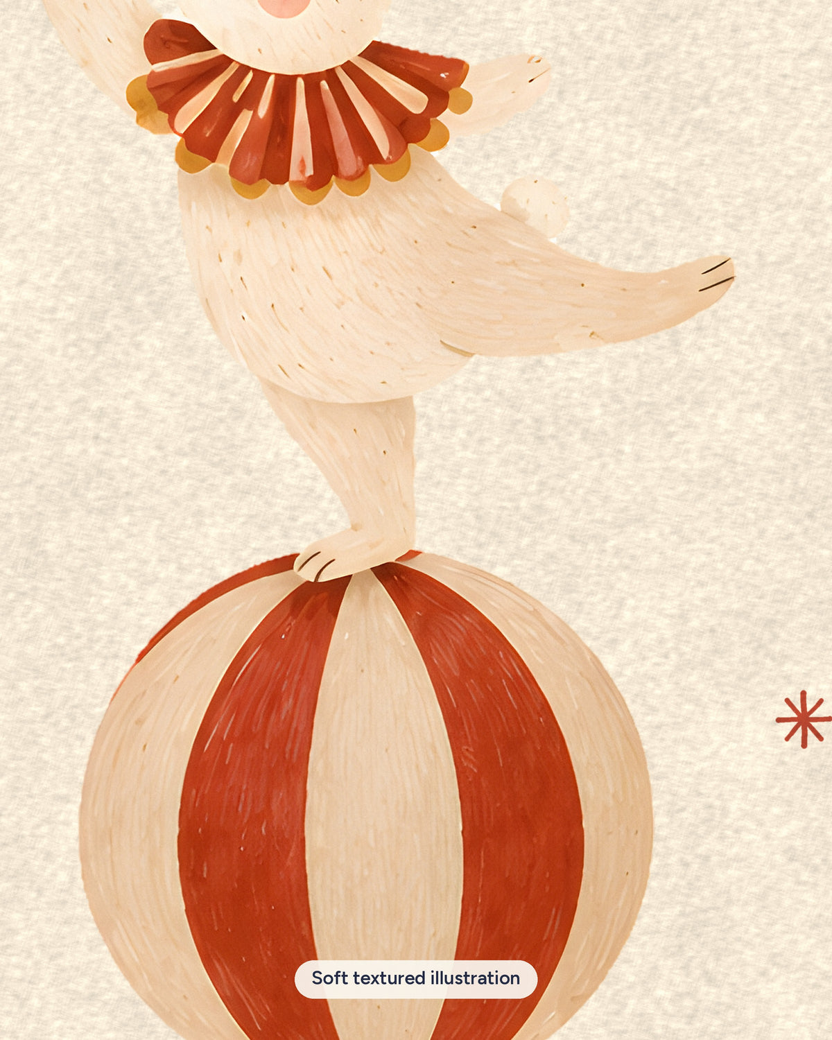 Bunny Nursery Print, Circus Rabbit on Ball Wall Art, Mustard Kids Room Decor, Vintage Circus Animal Poster, Printable Download
