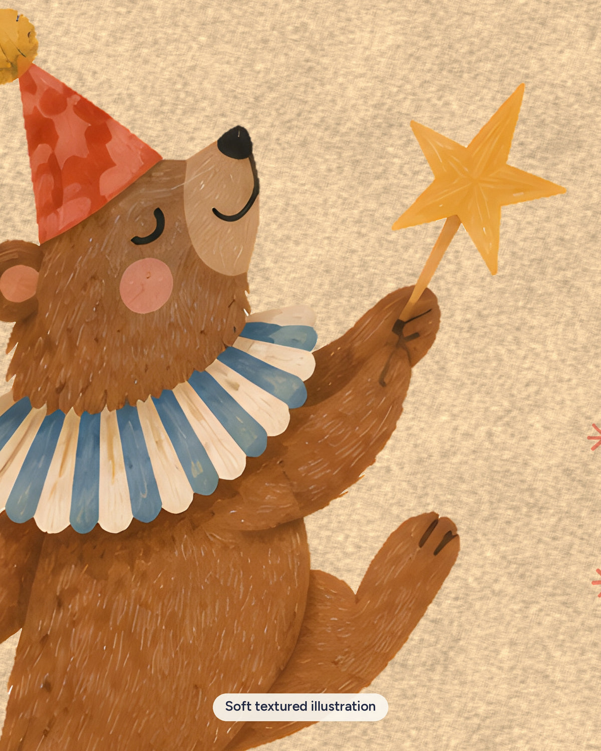 Bear Nursery Print, Circus Bear Wall Art, Party Hat Kids Room Decor, Teddy Bear Animal Poster, Printable Download