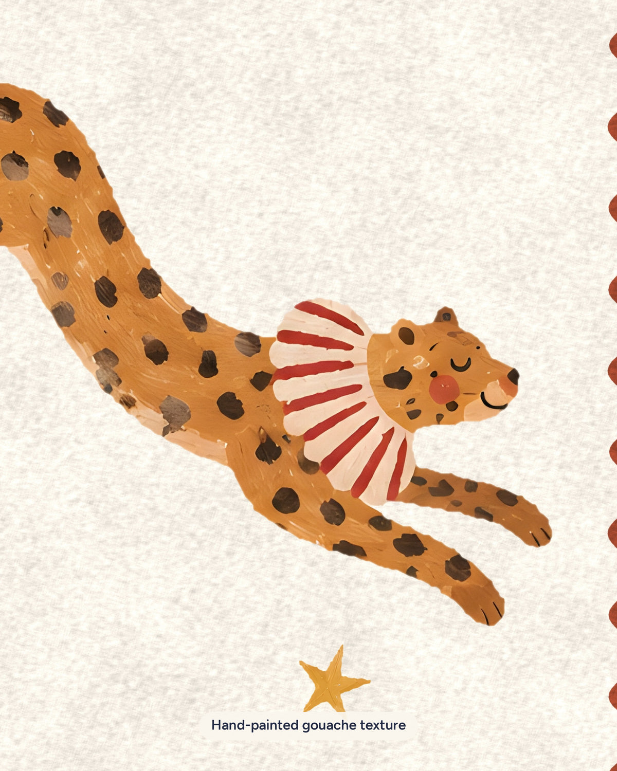 Leopard Nursery Print, Circus Cheetah Wall Art, Vintage Circus Kids Room Decor, Wavy Border Painted Animal Poster, Printable Download
