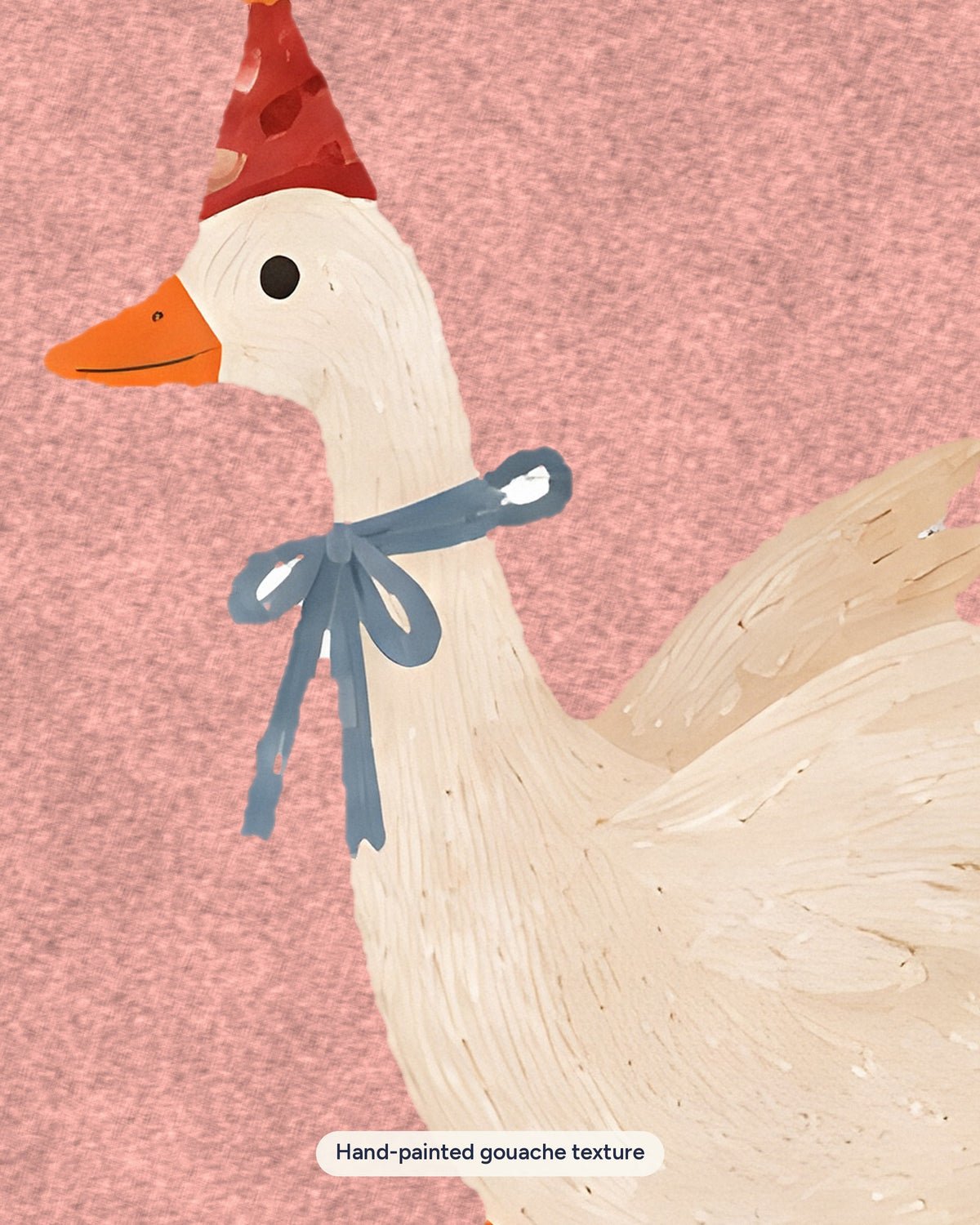 Goose Nursery Print, Circus Goose Wall Art, Pink Kids Room Decor, Party Hat Painted Animal Poster, Whimsical Printable Download