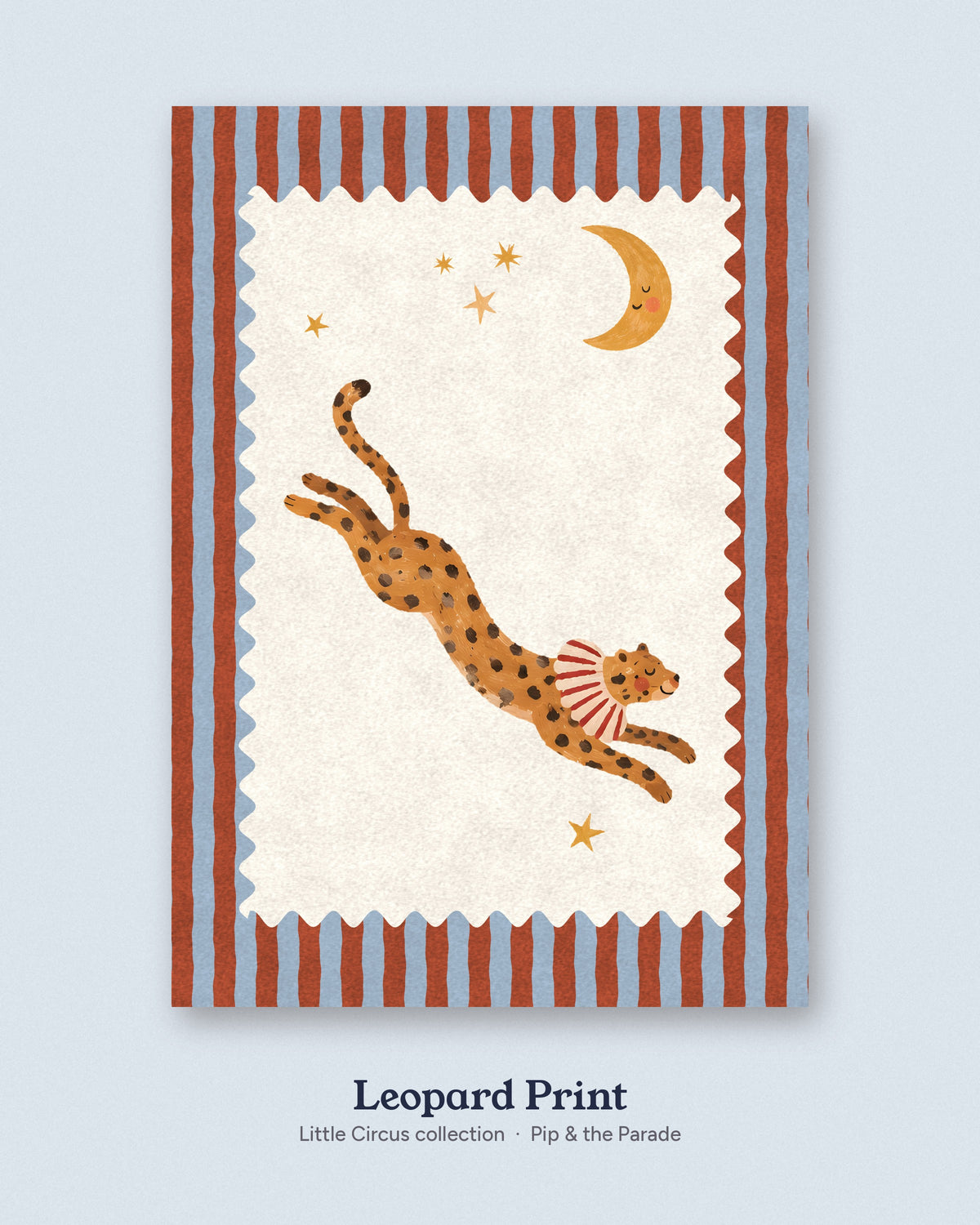 Leopard Nursery Print, Circus Cheetah Wall Art, Vintage Circus Kids Room Decor, Wavy Border Painted Animal Poster, Printable Download