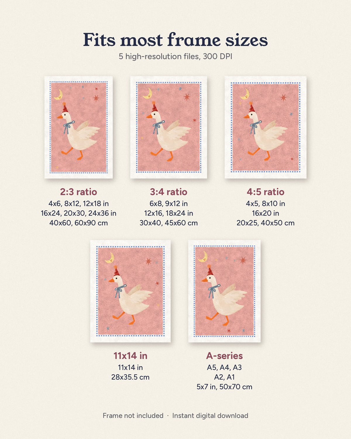 Goose Nursery Print, Circus Goose Wall Art, Pink Kids Room Decor, Party Hat Painted Animal Poster, Whimsical Printable Download